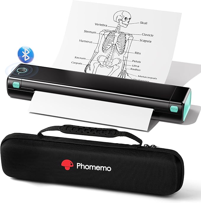 Phomemo Portable Printers Wireless for Travel, M08F Thermal Bluetooth Printer Support for 8.5"x11" US Letter, Small Inkless Printer Compatible with iOS, Android, Laptop for Car, Office, Home