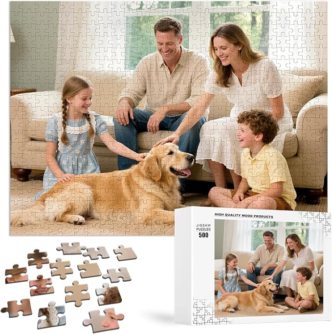 SCTOKUP Custom Photo Puzzle 120 Pieces - Personalized Picture Jigsaw from Your Photos, Premium Wooden Puzzle Gift for Family, Adults & Special Occasions