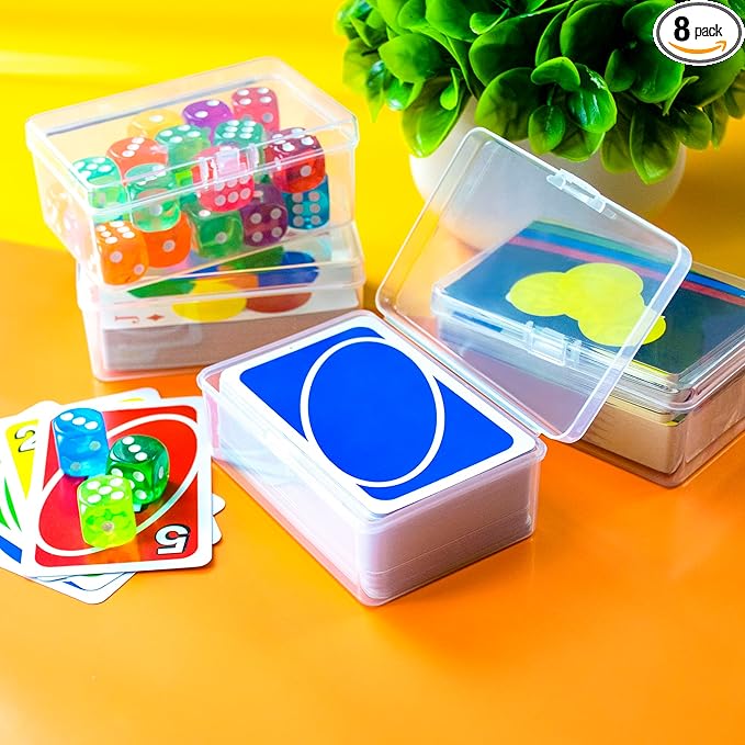 JINUPHION 4 Pcs Playing Card Case, for Go Fish/Old Maid/Oracle Card/Other Larger Than Standard Size Cards, Plastic Clear Card Deck Box Storage, 4 1/2" × 3 1/4" × 1 1/8" (NO Cards)