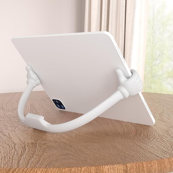 Honsky Thumbs Up Tablet Stand,Portable Monitor Stand Holder for Desktop,Tablet Display Stands Holder for Desk Universal Cute,White