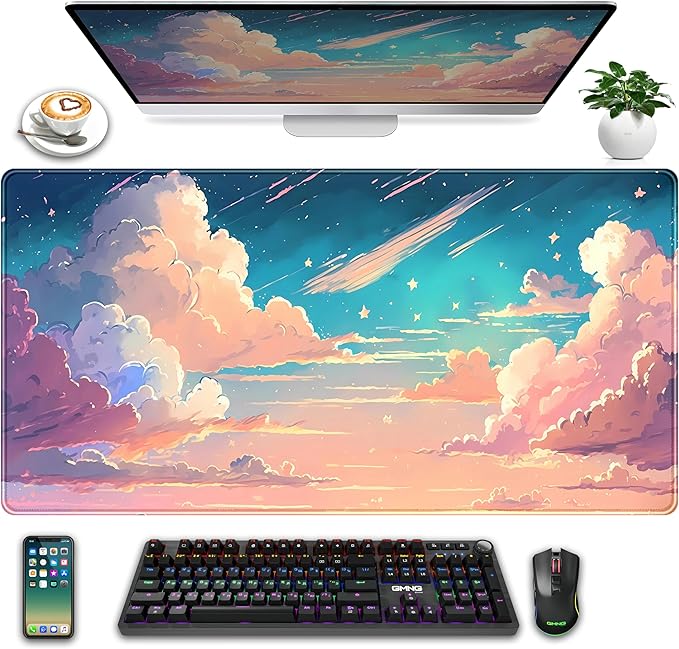 Rose Gold Marble Desk Mat Cute Desk Decor Mouse Pad, Abstraction Metallic Luxury Large Gaming Mousepad (31.5x15.75 in), Women Girly Keyboard Mat Computer Desk Pad for Work/Office/Home