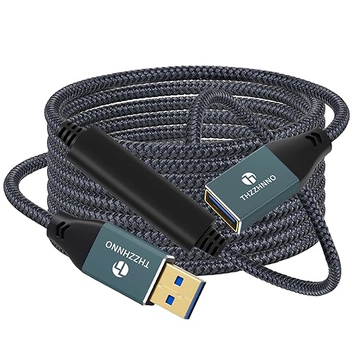 Thzzhnno Coiled USB Extension Cable, 5Gbps Retractable USB A Male to Female Data Transfer Cord for Keyboard, Mouse, PlayStation, Xbox, Flash Drive, Printer, Camera(Extend up from 0.75FT to 3.3FT)