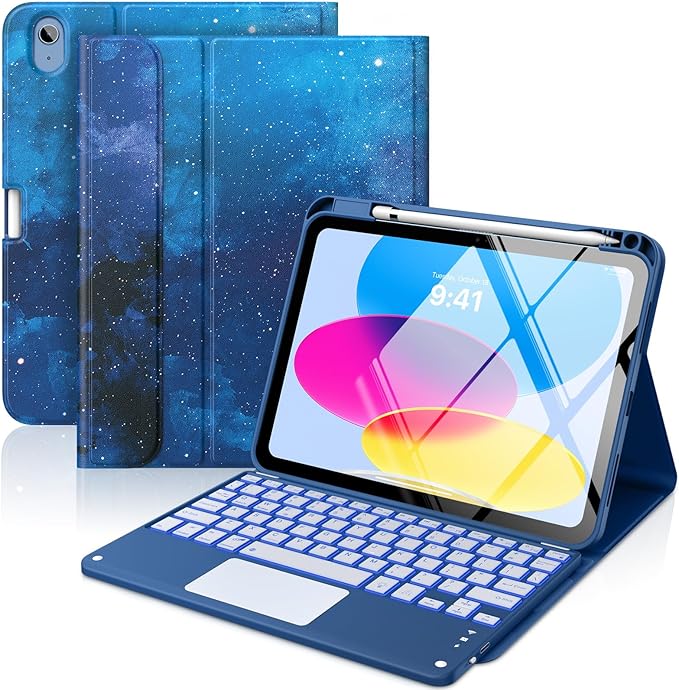 MoKo Touch Keyboard Case for iPad (A16) 11th/10th Gen, Lavanda