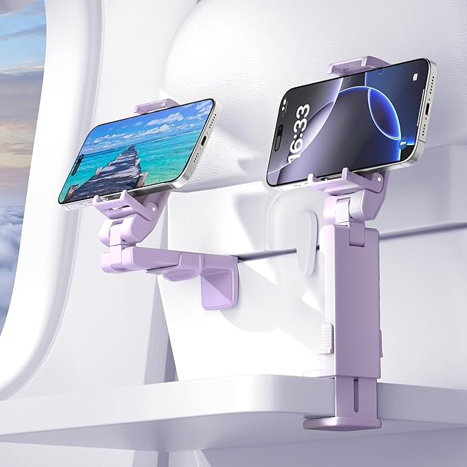 Perilogics Gen 2 Airplane Phone Holder Mount, Travel Phone Stand, Purple