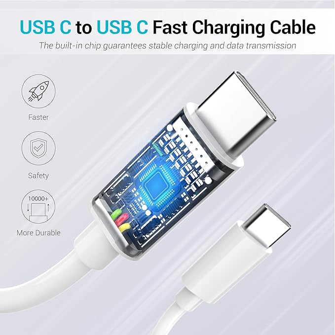 TT&C 2-Pack 30W USB C Fast Charger, USB-C Block with 10FT & 6FT Cable