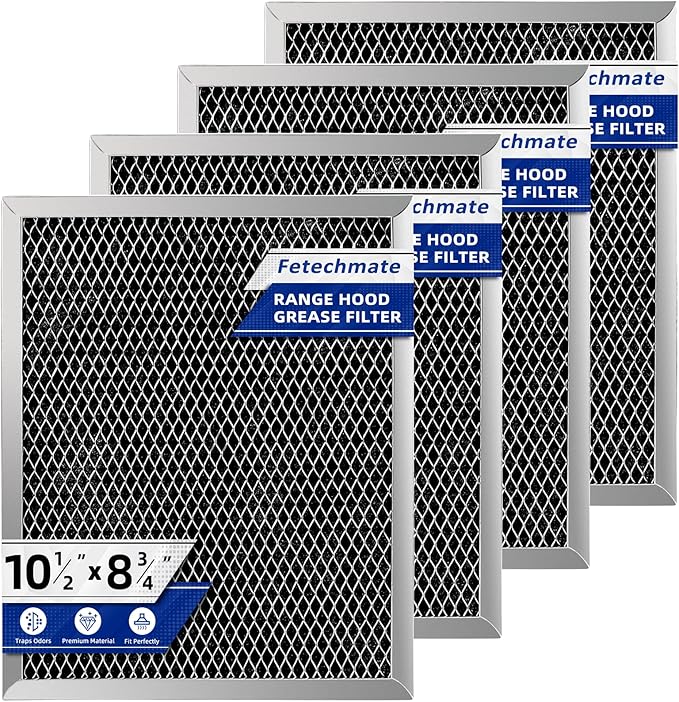 97007696 Charcoal Filter Replacement for Range Hood 41F Grease Filter 6105c 8-3/4" x 10-1/2" Aluminum Mesh Charcoal Carbon Filter Compatible with Most Brand Stove Vents -3 PACKS by Fetechmate
