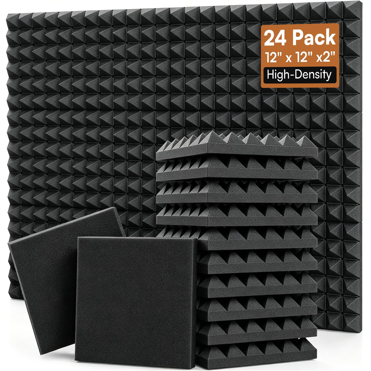 8 Pack - Bass Traps Acoustic Foam Corner, 8''x8''x12'' Black Bass Traps Corner Studio Foam, High Density and Fire-Proof Acoustic Panels Recording Studio Acoustical Treatments