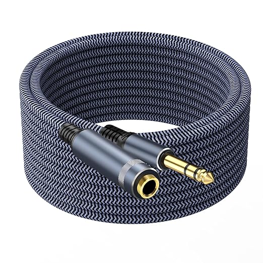 TAISUSAN 1/4 inch Extension Cable, Male to Female Stereo Headphone Guitar Cable Copper Wire, Gold Plated Connectors, Tangle-Free, Compatible with Mixing Console, Speaker, Amplifier, Guitar