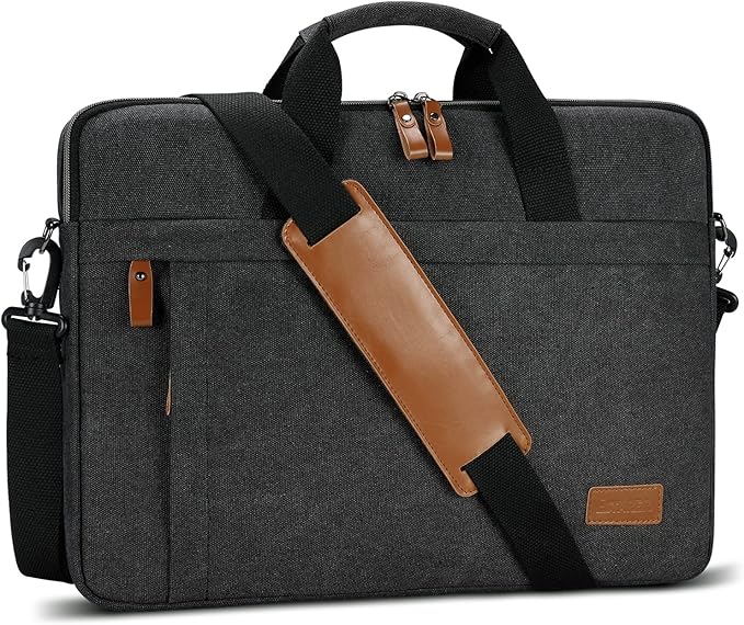 ESTARER Laptop Bag 17-17.3 Inch, Protactive Computer Bag Men, Water-resistant Canvas Laptop Case Slim Laptop Sleeve Fits Dell XPS/HP Pavilion/Ideapad/Acer/HP Omen/LG Gram