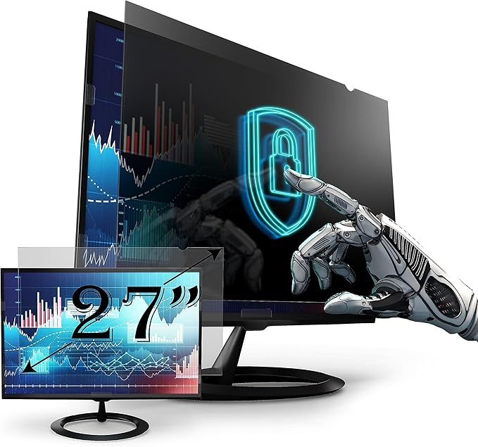 Premium Privacy Screen Filter for 19.5 Inches (Monitor Screen Measured Diagonally) Desktop Computer Monitor. Screen Protector size is 17 inch width x 9.6 inch height. Anti-Glare and Anti Blue light