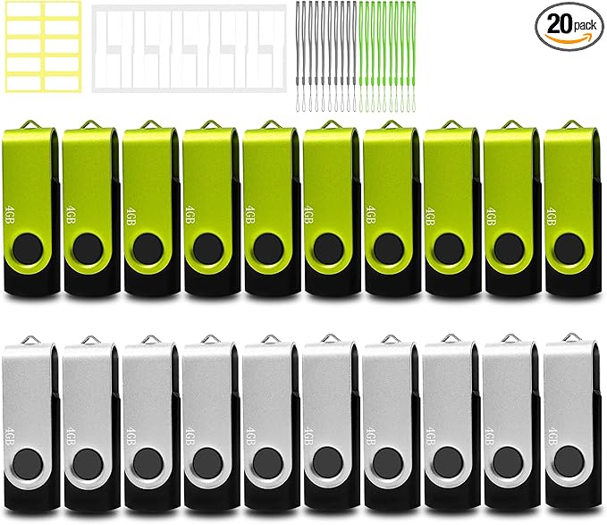 Thumb Drive 16GB 20 Pack Nicepicten FAT32 USB Storage 2.0 Flash Drives Bulk