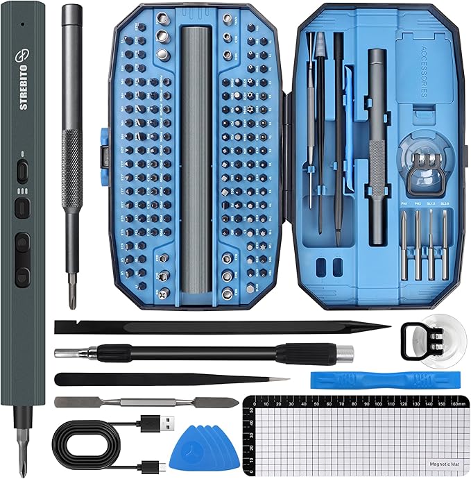 STREBITO 155 in 1 Electric Screwdriver Set, Electric Precision Screwdriver