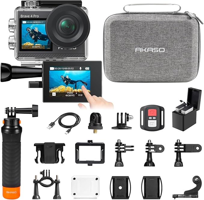 AKASO Brave 4 Pro Action Camera 4K with 256GB MicroSD U3 Card Bundle