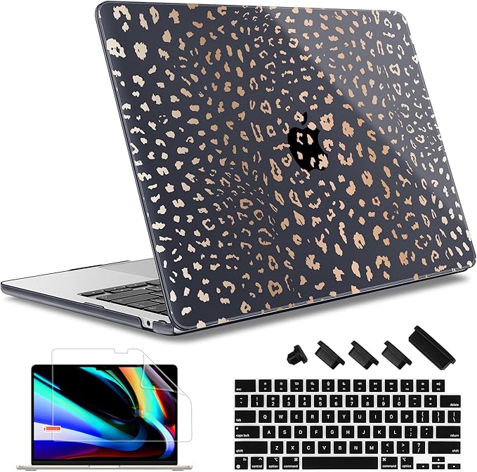 May Chen for MacBook Air 13.6 Inch Case 2025/2024/2023/2022 Release (Model A2681 A3113 A3240, M2 M3 M4 Chip) – Hard Shell Laptop Cover with Keyboard Cover & Screen Protector, Leopard Print