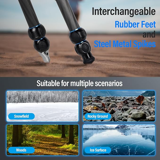 SIRUI Carbon Fiber Tabletop Tripod Kit with ±15° Bowl Adjustment, Compact Ultra-Light Weight Only 0.62kg, Max Load 5kg/11.02lb for Cameras, DSLR(AM-223L)