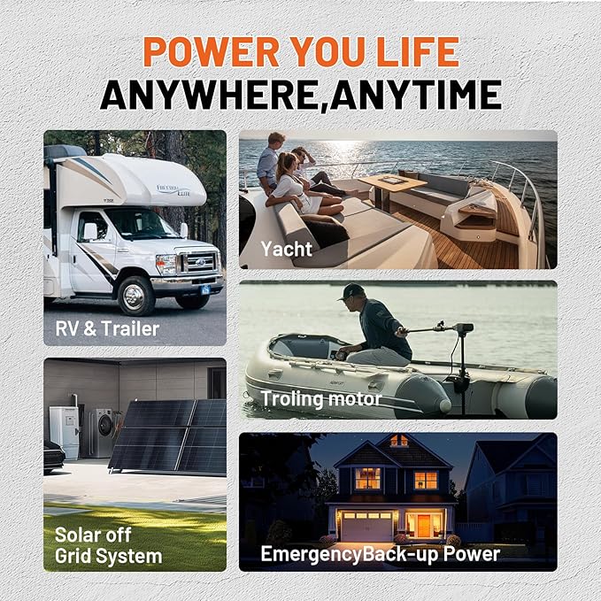 12V 310Ah LiFePO4 Lithium Battery β Max. 3968Wh, 15000+ Deep Cycle Battery with 100A BMS, Low-Temp Cutoff | A+ Grade Cells for Marine, Trolling Motor, Off-Grid Home Energy Storage, Van Life