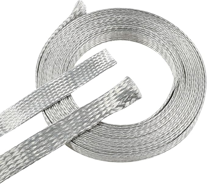 BuyUneed Tinned Copper Metal Braid Sleeving Wire Shielding 1/2inch-13ft