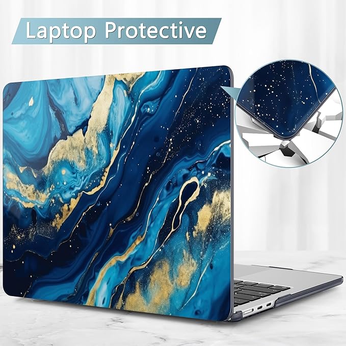 May Chen for MacBook Air 13.6 Inch Case 2025/2024/2023/2022 Release (Model A2681 A3113 A3240, M2 M3 M4 Chip) – Hard Shell Laptop Cover with Keyboard Cover & Screen Protector,Blue Marble Texture