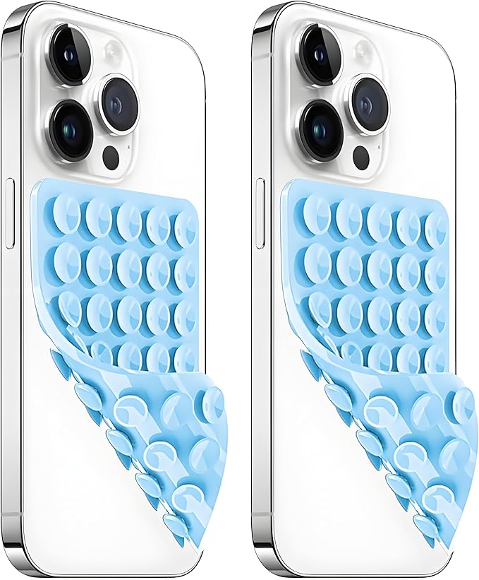 LvShuLiangPin Anteel 2 Pack Silicone Suction Cup Phone Case Mount Double Sided, Hands-Free Strong Grip Silicon Phone Holder, Non Slip Phone Accessories for Selfies and Videos (Light Pink)