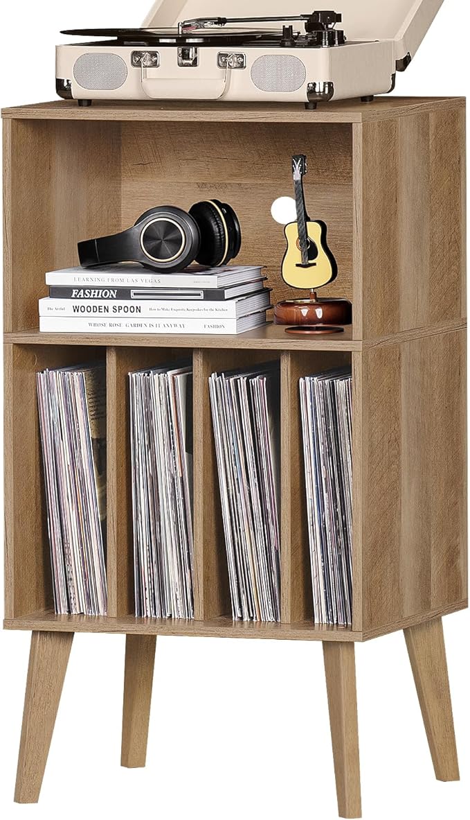 Lerliuo Record Player Stand, Black Turntable Stand Holds up to 160 Albums