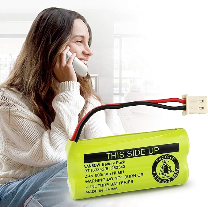BT183342/BT283342 2.4V 800mAh Ni-MH Battery Compatible with AT&T VTech Cordless Phone Batteries BT166342/BT266342 BT162342/BT262342 CS6709 CS6609 CS6509 CS6409 EL52100 EL50003 (Pack 8)