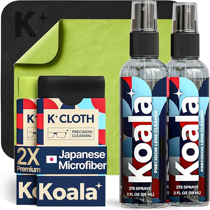 Koala Eyeglass Lens Cleaner Spray Kit | Japanese Microfiber (2 Piece Set)