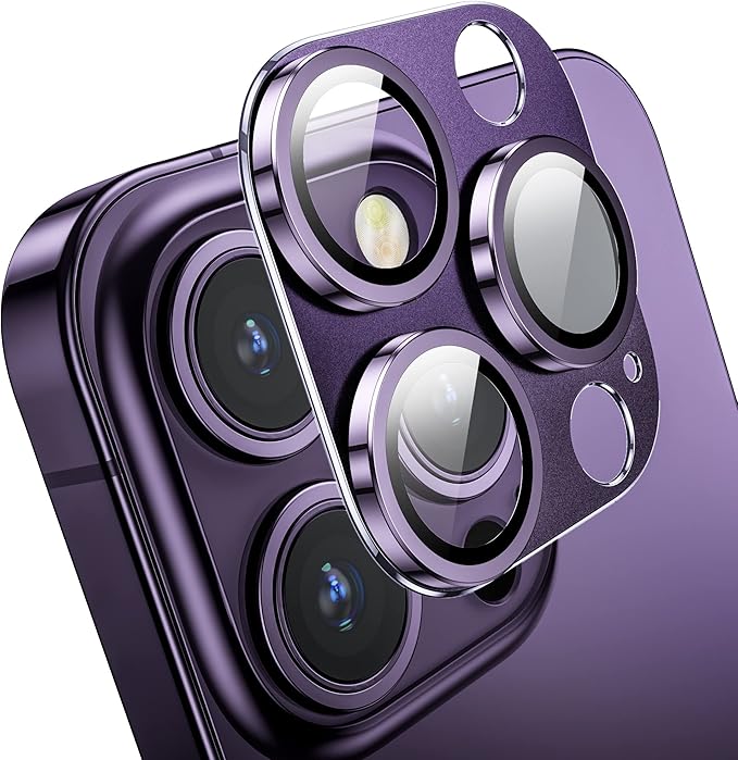Mansoorr Camera Lens Protector for iPhone 14 Pro/iPhone 14 Pro Max, Alloy Metal Camera Cover with Tempered Glass Screen Protector Accessories,Case Friendly,Scratch Resistant