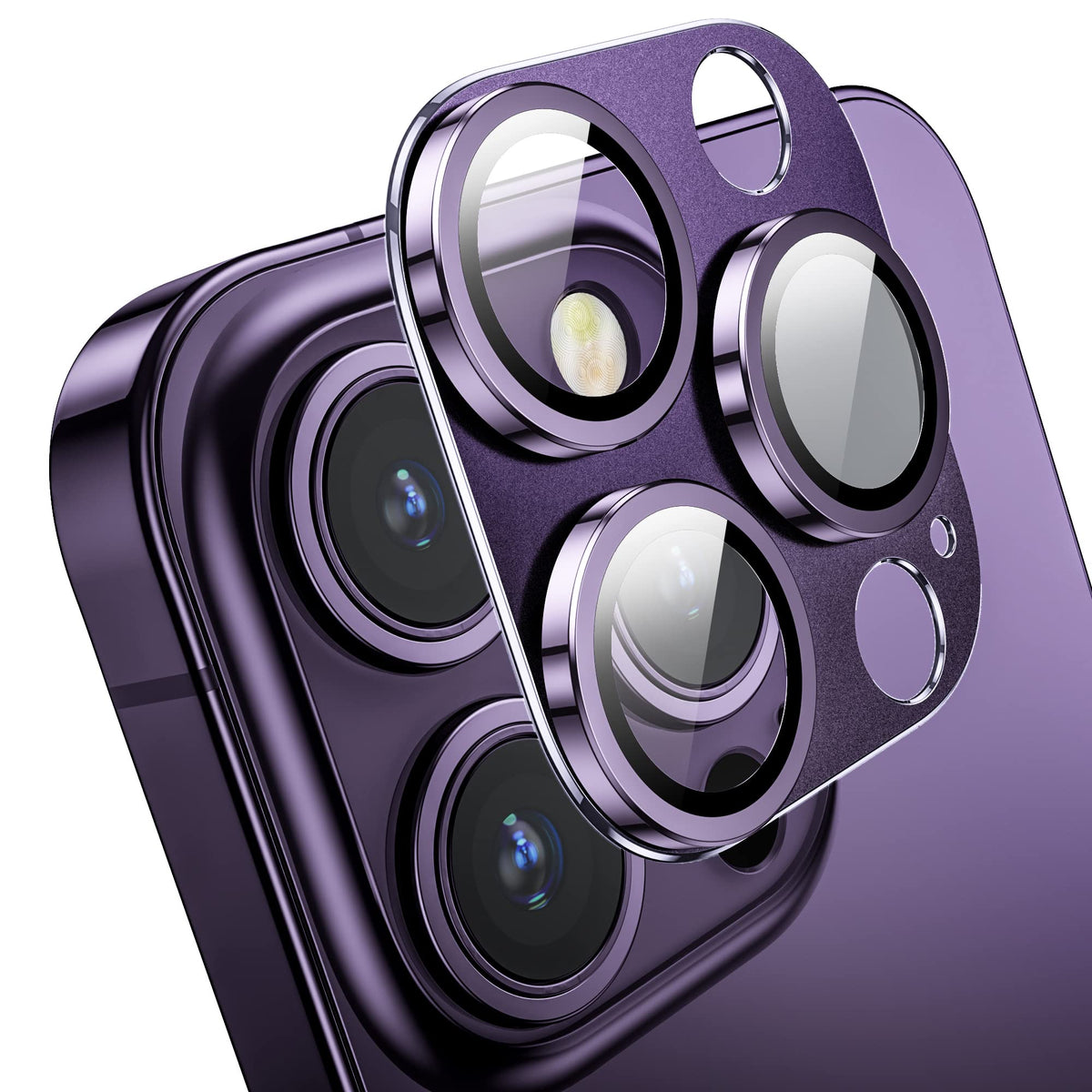 Mansoorr Camera Lens Protector for iPhone 14 Pro / iPhone 14 Pro Max, Alloy Metal Camera Cover with Tempered Glass Screen Protector Accessories,Case Friendly,Scratch Resistant,Easy to Install - Space