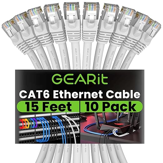 GEARit Cat6 Patch Cables Cat 6 Ethernet Cable 6 ft 10-Pack Green