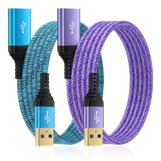 USB Extension Cable 10 FT,2Pack USB3.0 Extension Cord Type A Male to Female
