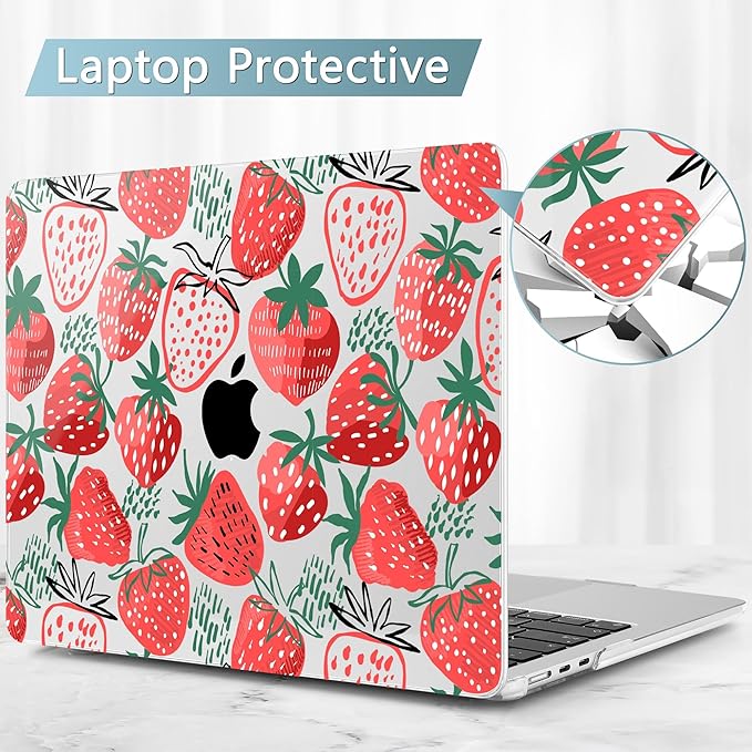 May Chen for MacBook Air 13.6 Inch Case 2025/2024/2023/2022 Release (Model A2681 A3113 A3240, M2 M3 M4 Chip) – Hard Shell Laptop Cover with Keyboard Cover & Screen Protector,Strawberries