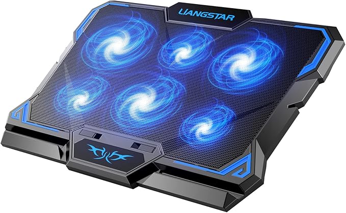 Laptop Cooling Pad, Laptop Cooler with 6 Quiet Fans RGB 7 Color Light for 15.6-17 Inch Laptop Cooling Fan Stand, Portable Slim USB Powered Gaming Laptop Cooling Pad, Switch Control Fan Speed(Black)