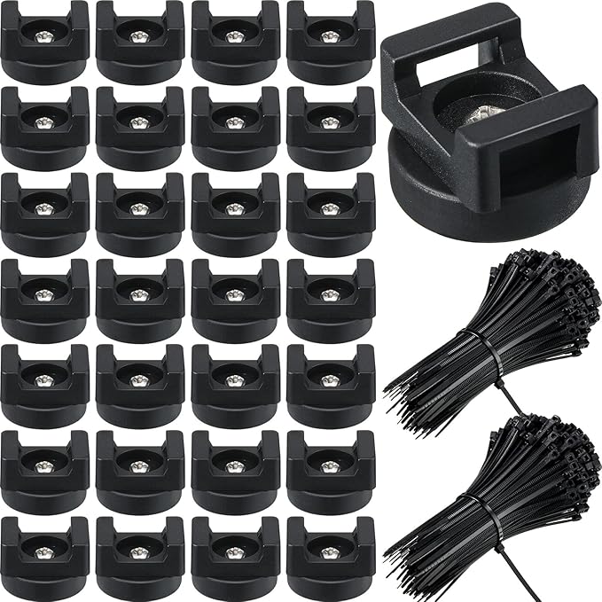 Yookeer 180 Pieces Magnetic Zip Tie Mount Multipurpose Cable Holder Magnets Magnetic Wire Management Bases with Heavy Duty Zip, Mount Nylon Cable Ties in Total (22mm)