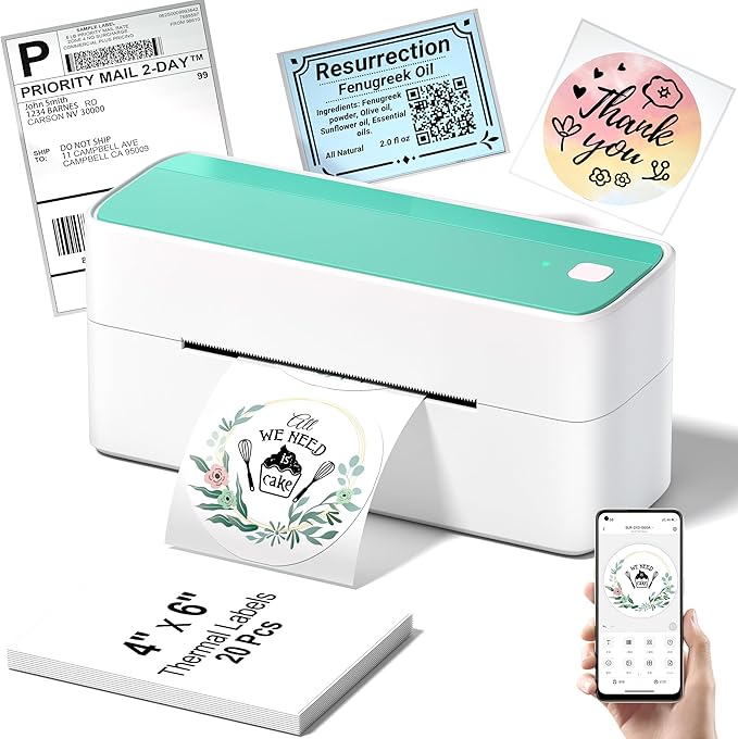 Phomemo Thermal Label Printer, 4X6 Shipping Labels Printer for Small Business, Wireless Label Printers for Package for Phone & Pad & PC, Used for UPS, Shopify, TikTok, USPS, FedEx, DHL, Temu