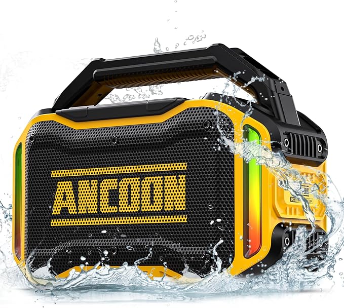 ANCOON Speakers Bluetooth Wireless: 80W(Peak) Loud Speaker with Bass, 20H Playtime, IPX6 Waterproof, Large Jobsite Speakers for Work, Outdoor, Workshop, Garage, Portable Speaker with TWS (Blue)