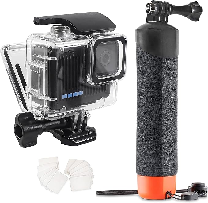 FitStill 148FT/45M Underwater Waterproof Protective Case Shell Compatible for Go Pro Hero 2018/7/6/5 Black, Monopod Floating Hand Grip Selfie Stick for Hero7 Hero6 Hero5 Black Accessories Kit