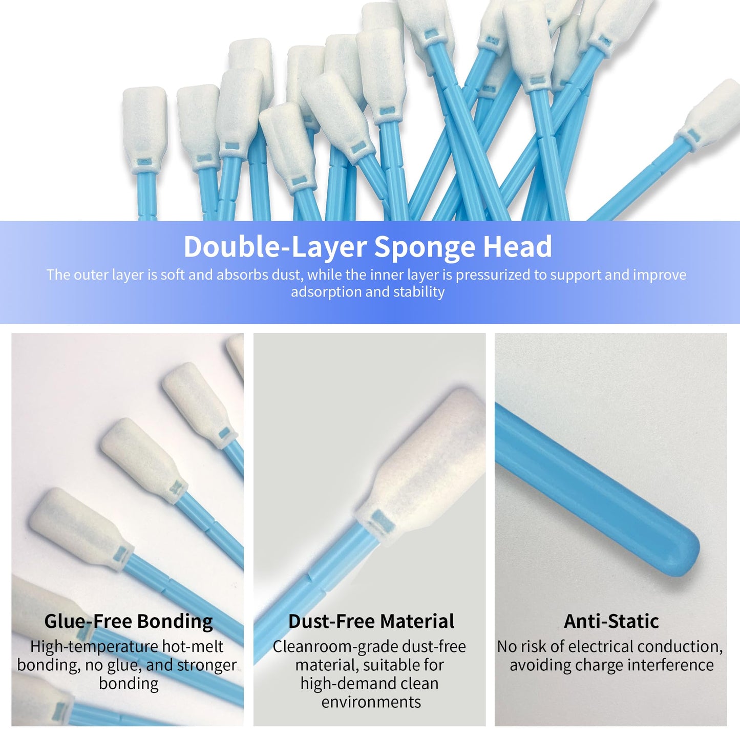 5.9" Foam Cleaning Swabs Lint-Free Lab/Printer/Optical Printheads 100 Pcs Foam Swabs for Inkjet Printheads, Sensors, Cameras and Gun Cleaning