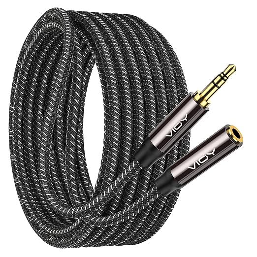 VIOY Headphone Extension Cable 50 FT, 3.5mm Male to Female Braided Aux Cord