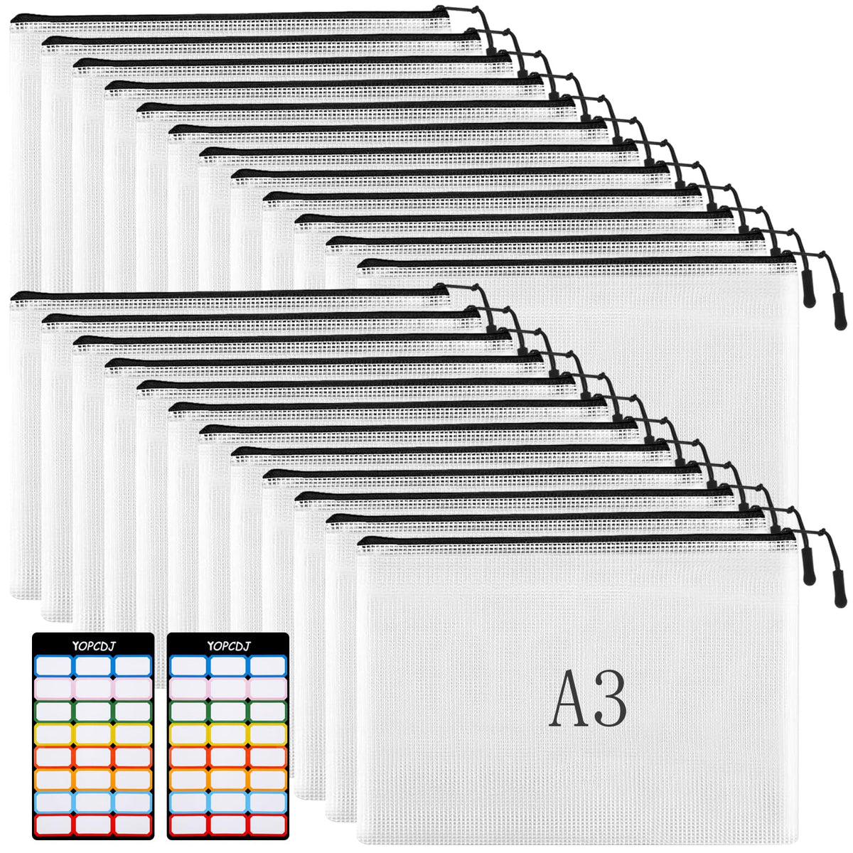 24pcs Mesh Zipper Pouch File Bags Puzzle Storage Bags, A5 Size 9.4 x 6.9 Inches Large Reusable Zipper Pouches for Organizing Classroom Board Game Organization