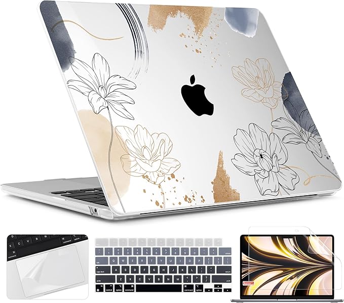 TWOLSKOO for MacBook Air 13 inch Case M5 2026 M4 2025 M3 M2 2024-2022 A3449 A3240 A3113 A2681, Plastic Hard Shell & Keyboard Cover & Type C for MacBook Air 13.6 inch Case