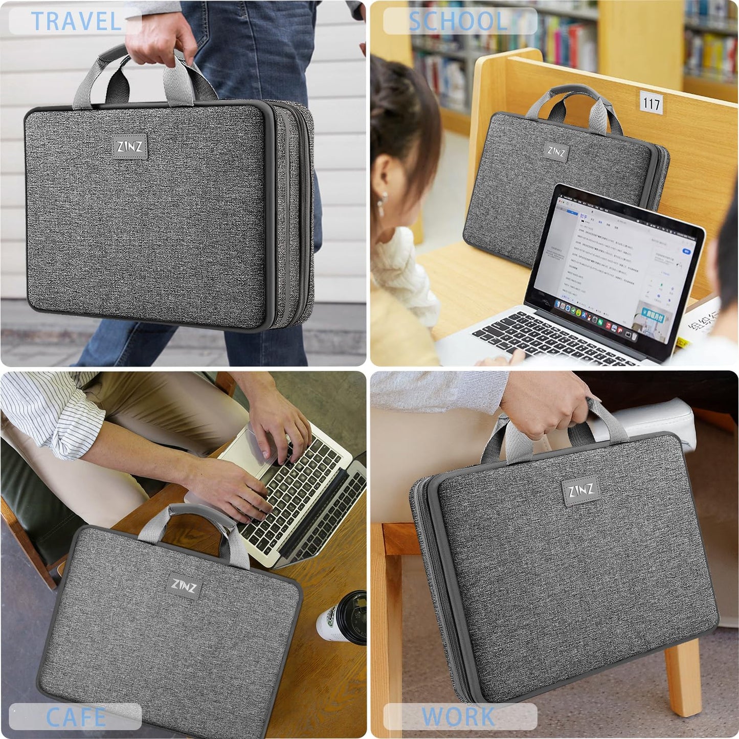 ZINZ Expandable Laptop Case 15.6 Inch Sleeve, Protective Carrying Case Compatible with MacBook Neo 16", MacBook Pro 16"/15.4", Dell XPS 16" and Most 15" 15.6" 16" Notebook,G01DG01