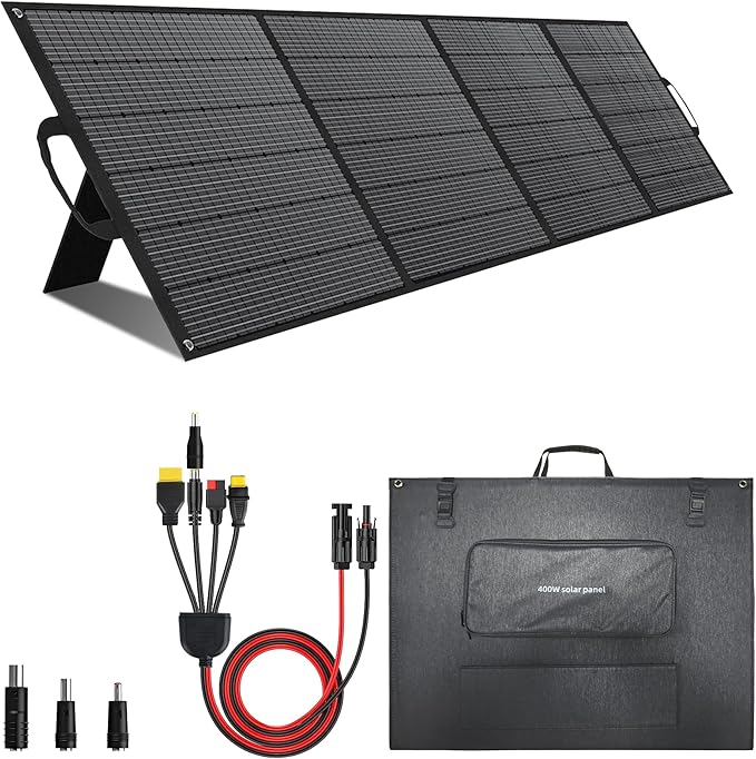 VLAIAN 400W Portable Solar Panel for Power Station Generator,400 Watt Foldable Solar Panel Charger with MC4 Output,3-in-1 DC Connector,23.5% High Efficiency for Outdoor Camping RV Travel (400W)