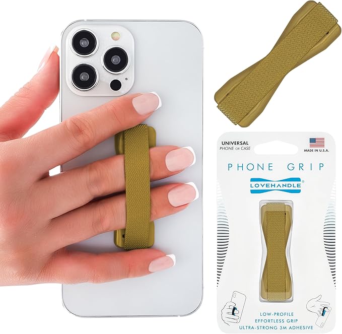 LOVEHANDLE Universal Phone Grip for Smartphones & Mini Tablets - Phone Holder for Hand - Wireless Charging Compatible - Made in The USA - Black and White Checkered
