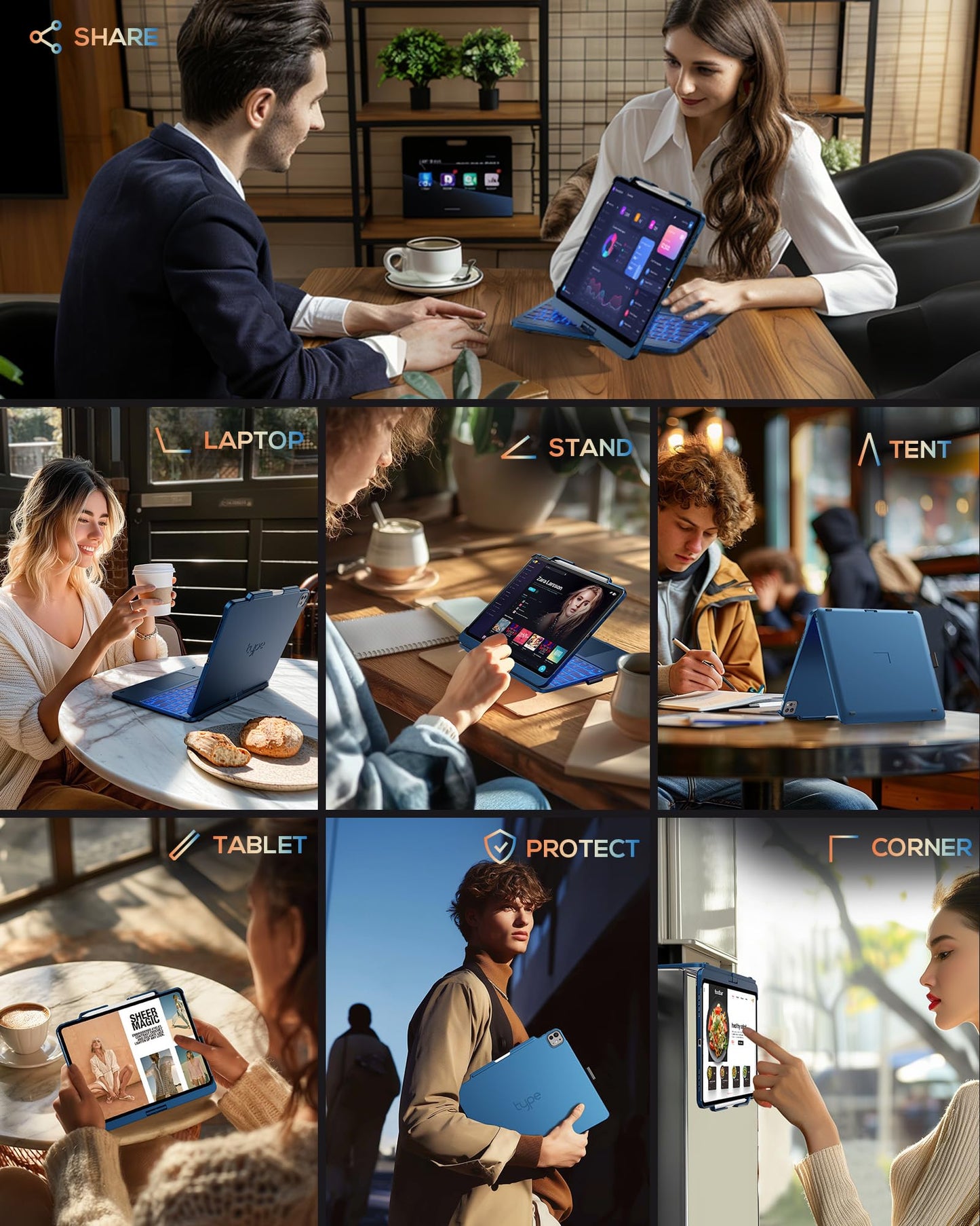 typecase Keyboard Case for iPad 13" & 12.9", Trackpad, 360° Rotating