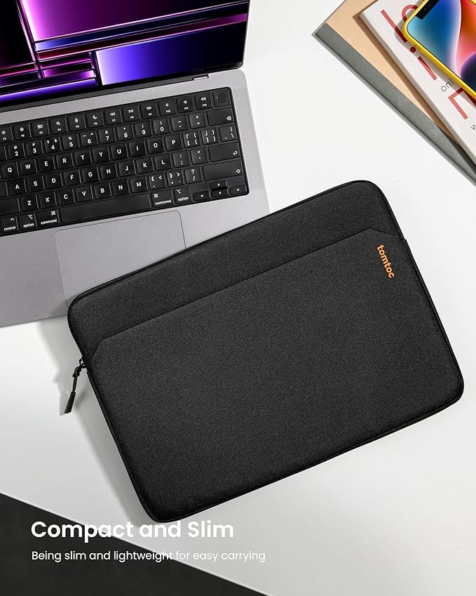 tomtoc Slim Laptop Sleeve for 15-inch 2025 New MacBook Air M4/A3241, M3/A3114, M2/A2941, 15 Inch Microsoft Surface Laptop AI PC/6/5, Dell XPS 15 Plus, Recycled Water-Resistant Protective Case Bag