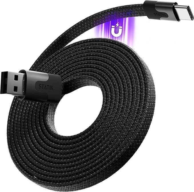Statik MagStack Slim Pro USB C to C Flat Coil Magnetic Charging Cable, 100W