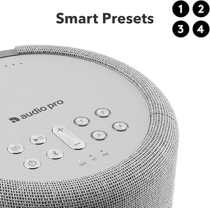 Audio Pro A10 MKII Wireless Multiroom Speaker, WiiM Edition | High Fidelity, Bluetooth, WiFi | Compatible with AirPlay 2, Google Cast, Siri, WiiM Home App, Stream Spotify, Tidal & More, Light Gray