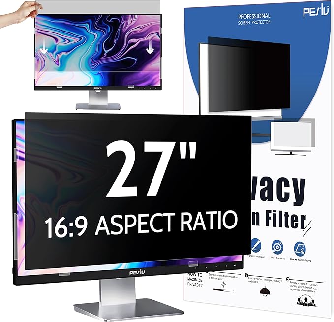 Peslv 13.4 Inch Laptop Privacy Screen Compatible With Lenovo Hp Dell Acer Asus Thinkpad Envy Xps, 16:10 Aspect Removable Anti Glare Blue Light Filter Protector, 13 In Computer Monitor Security Shield