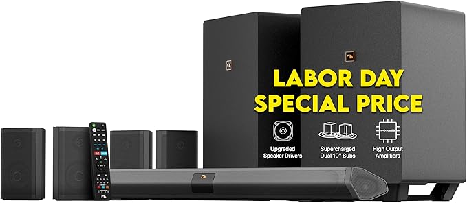 Shockwafe 9.2.4 Dolby Atmos/DTSX Surround Soundbar Sys-Dual 10" Subs*1300W