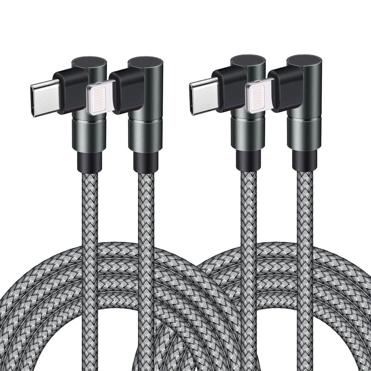 USB C to Lightning Cable MFi Certified PD Fast iPhone 12 Charging 6ft Cable 90 Degree Type C Charger Cord Compatible with iPhone 13/12/12 ProMax/12Mini/11 Pro Max/X/XS/XR/8, iPad 8th (Grey) …